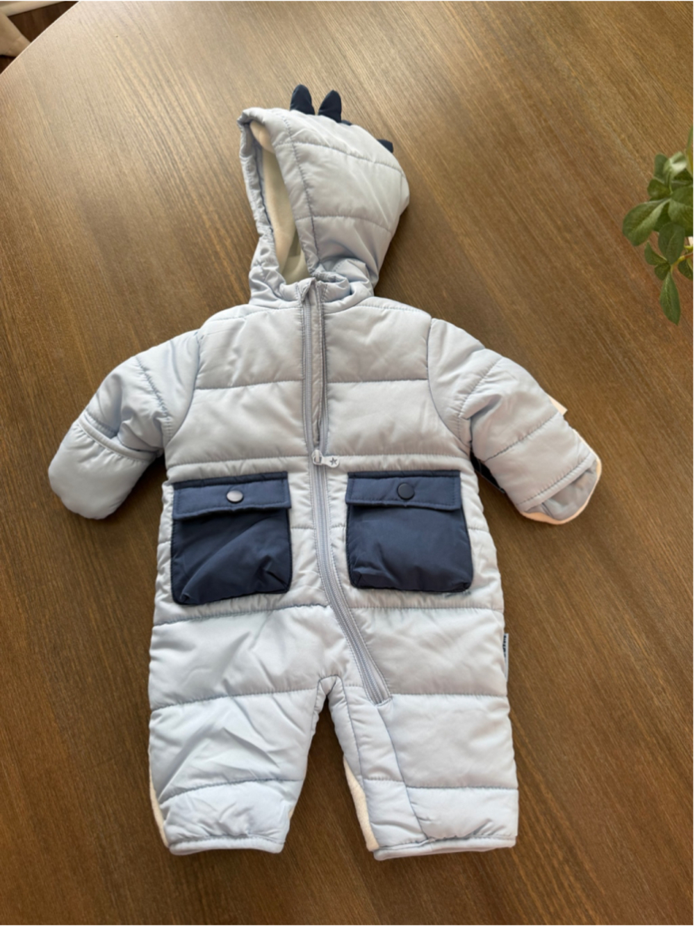 Baby Wippette Puffer Snowsuit 0-3 Months Light Blue Dark Blue